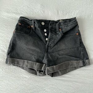 Levi’s Black Cuffed High Waisted Jean Shorts